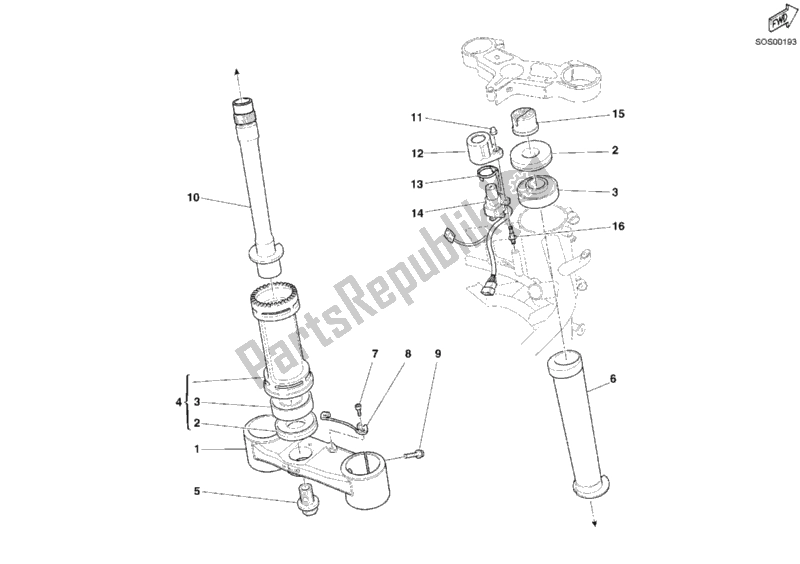 Toutes les pièces pour le Potence De Direction du Ducati Superbike 749 R USA 2005